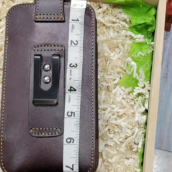 Longhorn Leather Phone Holstor With Knife Sheath & Belt Clip Sz LARGE 7x4